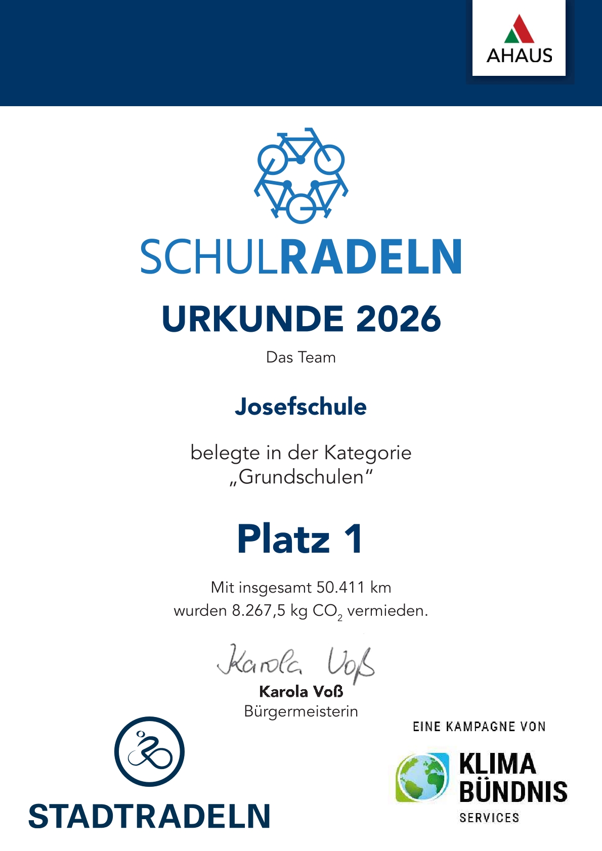 Urkunde Schulradeln 2026
